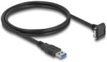 Delock USB 5 Gbps kábel A-típusú USB apa egyenes Mikro-B-típusú USB apa 90 -ban lefelé fordított 18 mm-es csavar távolsággal 1 m, fekete (81030) (81030)