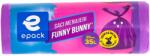 Epack Funny Bunny szemetes zsák, 35 l, 52 x 57 cm + 16 cm, 20 db/tekercs, Lila