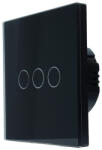 SmartWise T63 UNI Zigbee 3.0 + RF, 3 áramkörös, érintőkapcsoló, fekete üveg előlappal (T63-ZBRF-B)