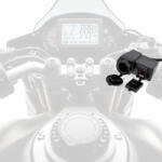 CARMOTION Motorkerékpár Euro szivargyújtó aljzat, feszültségmérővel, dupla USB töltő, 12V (CM63209)