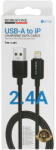 BOROFONE Cablu de Alimentare, USB la iP, 2.4A, 1m - Borofone Placer (BX120) - Black (KF2357206) - vexio