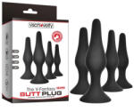 VscNovelty 4 db-os szilikon anál dildó szett (fekete)