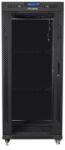 Lanberg 19 szabadon álló rack szekrény 27U/800X1000 üvegajtó, lapraszerelt, LCD kijelző, fekete V2 (FF01-8027-12BL)