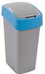 Keter Szemeteskuka, Curver Flip Bin, 25 l, ezüstszürke/kék, kézi nyitású, csuklós fedelű, műanyag, praktikus (TC2211250)
