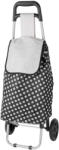 Strend Pro kerekes bevásárlókocsi, fekete-fehér pöttyös, 35 x 30 x 94 cm, 20 kg teherbírású, acél vázzal, oldalsó cipzáras zsebbel és húzózsinóros tetőrésszel (TC2172565)