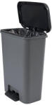 Keter Szemeteskuka, Curver Compatta Bin, 50 l, fekete/szürke, 29, 4 x 49, 6 x 62 cm, pedálos, csúszásmentes, zsákrögzítő kerettel (TC2212680)