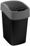Keter Szemeteskuka, Curver Pacific Flip Bin, 9 l, fekete/szürke, 18, 9 x 35 x 23, 5 cm, műanyag, csuklós fedél, kézi nyitás (TC2212506)
