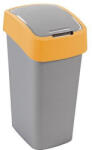 Keter Szemeteskuka, Curver Flip Bin, 25 l, ezüstszürke/sárga, kézi nyitású, csuklós fedelű, műanyag, praktikus (TC2211248)