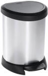 Keter Szemeteskuka, Curver Deco Bin, 5 l, ezüst/fekete, pedálos, ujjlenyomatmentes, műanyag, fémhatású (TC2211241)