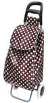 Strend Pro Ferenc kerekes bevásárlókocsi, barna-fehér pöttyös, 35 x 30 x 96 cm, 30 kg teherbírású, acél vázzal és vízálló anyaggal (TC2170598)