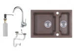 Laneo Boston S63-43BR Gránit Mosogató + Csap + Szifon + Adagoló (barna)
