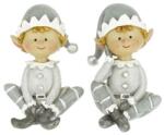  Dekoráció Manó fiú, lány sapkában ülő poly 5x4x7, 5 cm szürke, fehér 2 féle, 1db (MX242423-3)