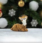  Dekoráció őzike ülő, fekvő 6cm barna (7830)