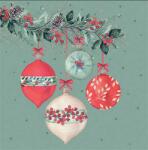 AMBIENTE Szalvéta 1db 33x33cm Berry baubles green, Bogyós díszek zöld