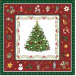 AMBIENTE Szalvéta 1db 33x33cm Christmas evergreen red, Karácsonyi örökzöld piros