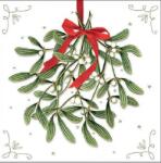  Szalvéta 1db 33x33cm Mistletoe with bow white, Fagyöngy fehér masnival
