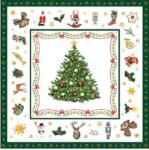 AMBIENTE Szalvéta 33x33cm 20db/csomag Christmas evergreen white, Karácsonyi örökzöld fehér