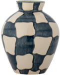 Bloomingville Синя/кремава стъклена ръчно рисувана ваза (височина 24 cm) Check - Bloomingville (82072602)
