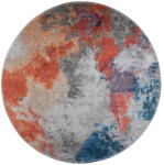 Vitaus Синьо-оранжев миещ се кръгъл килим ø 100 cm - Vitaus (KRN-S9546-Yuvarlak-100x100)