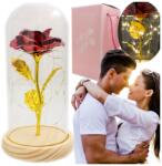  Szép Mű Rózsa Üvegburában Arany Levelekkel Valentin Napi Ajándék (CZERWONA RÓŻA W SZKLE SZTUCZNA WIECZNA LL)