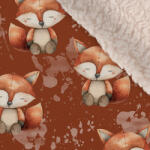 Takoy Téli softshell báránybundával varrott hatású róka fahéj színű alapon - az anyag hosszában nyomtatott minta