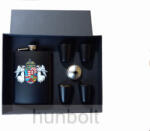  Fekete bevonatos, angyalos fém flaska + 4 kupica+tölcsér díszdobozban