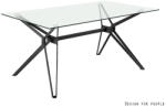 Unique Design Masa living Texas, cadru metalic negru blat sticla transparent, 160 x 90 x 76 cm (ML- Texas-PMG)