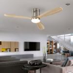 Schuller Valencia Lustra LED cu Ventilator si telecomanda Siroco D-132cm nichel/lemn (SV-329521D)
