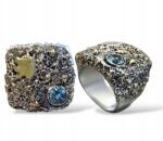  925-ÖS És 585-ÖS Ezüst-arany Gyűrű Természetes Topázzal- Kézműves