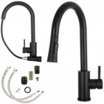 Gamma Konyhai Csaptelep Fekete Mosogató Kihúzható Kifolyócsővel Slim Csaptelep (BTs-bk)