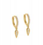  Fülbevaló arany kerek lógó jégcsap cirkóniákkal ezüst 925 aranyozott