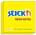 Hopax Notes autoadeziv 76 x 76 mm, 100 file, Stick'n - galben neon (HO-21133)