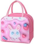 Flippy Hordozható 3D rajzfilm Flippy hűtőtáska gyerekeknek Oxford ruhából készült ebédlőtáska 23x13x19cm nyúl mintás rózsaszín (131594)