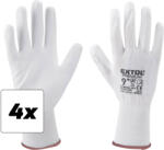 Extol kesztyű poliészterből, félig mártott, PU, fehér, 9" méret, 4 darabos készlet