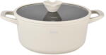 Zass Gourmet Tigai si seturi OALA DIN ALUMINIU TURNAT SUB PRESIUNE SI ACOPERIRE CERAMICA CU CAPAC DIN STICLA - 24 CM - ZG-ACS 14 CREM (ZG-ACS 14 CREM) - vexio