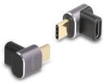 Delock USB Adapter 40 Gbps USB Type-C PD 3.0 100 W csatlakozódugóval - csatlakozóhüvellyel, ívelt 8K 60 Hz fém kompakt