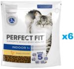 Perfect Fit Indoor 1+ 6x750 g csirkében gazdag száraz teljes értékű eledel felnőtt macskák számára