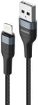 FONENG 2m USB - Lightning cipőfűző mintás összekötő kábel, Fekete, 3A (Foneng - X51)