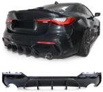 BMW G22 G23 2020- M-packet hátsó lökhárítóba M4 stílusú lakkozott fekete műanyag diffúzor kétoldali 1-1csöves kivágással