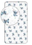 Jerry Fabrics Бял еластичен единичен памучен детски чаршаф 90x200 cm Lilo and Stitch "Ohana White" - Jerry Fabrics (24FT123)