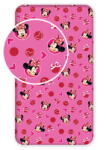 Jerry Fabrics Розов еластичен памучен детски чаршаф 90x200 cm Minnie "Hearts" - Jerry Fabrics (17FT256)