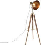 QAZQA Ipari állólámpa bronz színű fa állvánnyal - Mangoes (105922)