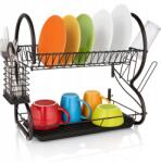 Ruhhy Nagy Méretű, Kétszintes És Álló Edényszárító, Fém Evőeszköztartóval (00024634)