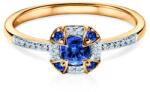 SAVICKI Inel Rosavine: aur bicolor, safire albastre, diamante