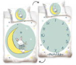 Ábránd Nyuszi holdacskával és órával ágyneműhuzat, kétoldalas (100x135 + 40x60 cm)