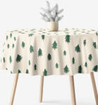 Goldea kör alakú terítő - extra erős 100% - os pamut - karácsonyfák bézs alapon Ø 120 cm