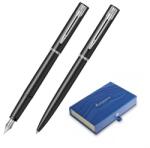 Waterman Set pix si stilou Waterman Allure negru cu accesorii cromate, in cutie dubla de cadou (PACHETPARKER10(1))