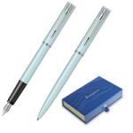 Waterman Set pix si stilou Waterman Allure albastru pastel cu accesorii cromate, in cutie dubla de cadou (PACHETPARKER10(5))