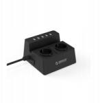 ORICO hosszabbító kábel 2xAC, 5xUSB 2500W (ODC-2A5U-V1-EU-BK-BP)