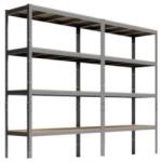 STRATEGIC Raft DUBLU vopsit Negru 4 polite MDF 180x180x40cm 175 kg/polita, STRATEGIC, montaj fara surub prin clipsare, cadru metalic, polite maro (copie) Raft